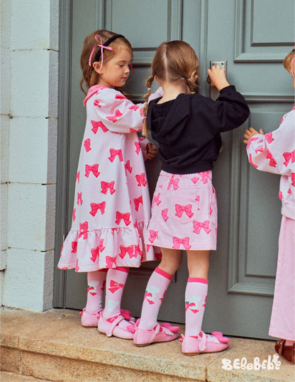 -リボン柄ニットカーディガン/フリルティアードワンピース/リボン柄フリルスカート【mh0010981】 - mamahalo shop - 長袖ワンピース -  べビー服 - 子供服 - 男の子 - 女の子