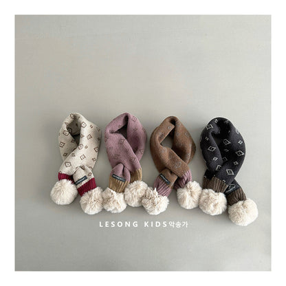 キッズマフラー ニット ボンポン付き ネックウォーマー【mh0011798】