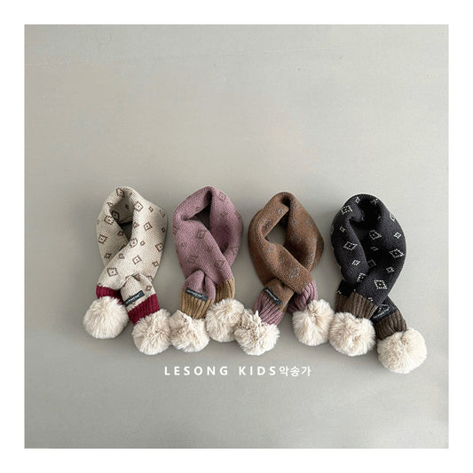 キッズマフラー ニット ボンポン付き ネックウォーマー【mh0011798】