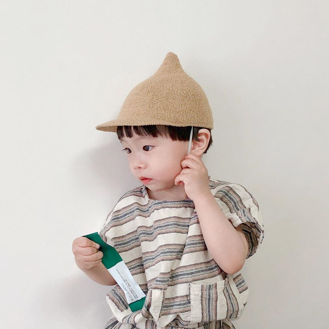 -ベビー帽子 とんがり 麦わら帽子 ストローハット キャップタイプ ピクミン帽子【mh0004744】 - mamahalo shop - ベビー用帽子 -  べビー服 - 子供服 - 男の子 - 女の子