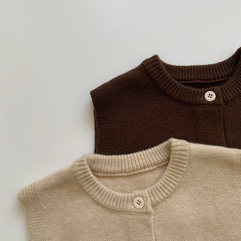 Kids Pocket Button-Up Knit Vest [mh0000608]