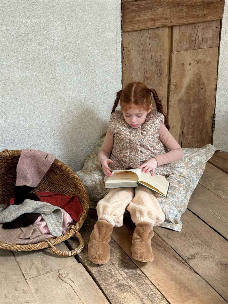 中綿ベスト フラワー キルティング ノースリーブ レトロ アウター【mh0011624】