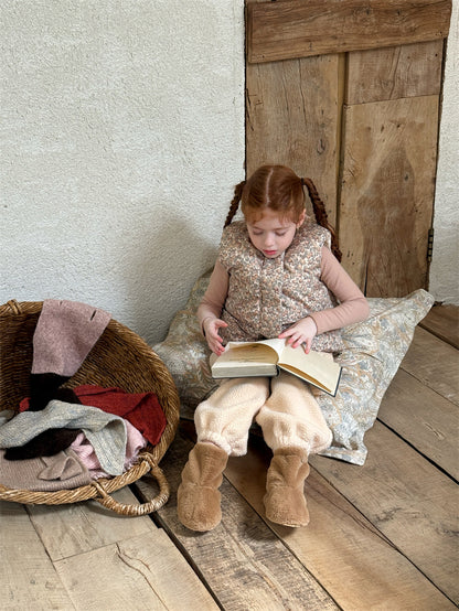 中綿ベスト フラワー キルティング ノースリーブ レトロ アウター【mh0011624】