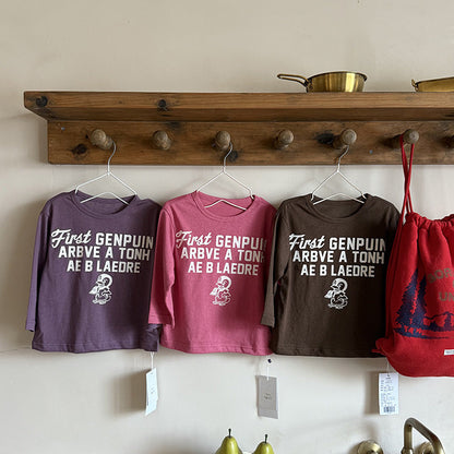 -ペンギン柄プリントTシャツ ロゴ入り長袖トップス【mh0011055】 - mamahalo shop - 長袖Tシャツ -  べビー服 - 子供服 - 男の子 - 女の子