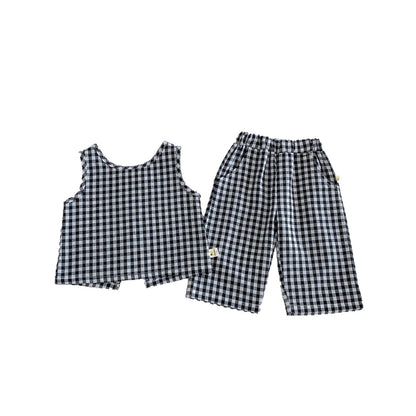 Check Sleeveless Wide Pants Set ギンガムチェック ノースリーブ セットアップ【mh0012708】