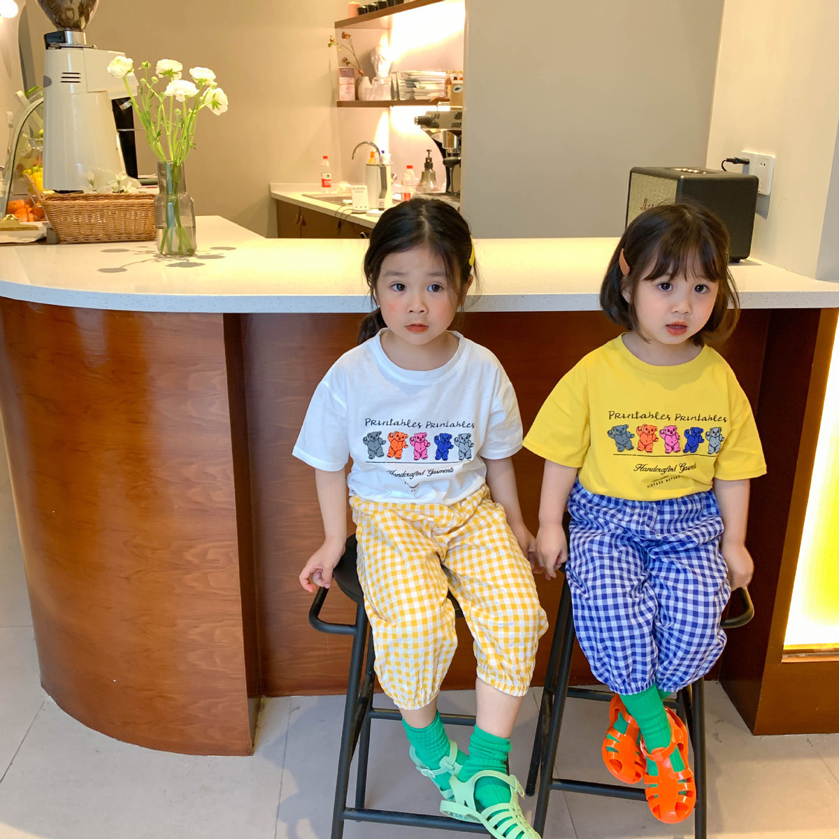Pantalones holgados de verano a cuadros para niños [mh0000865]