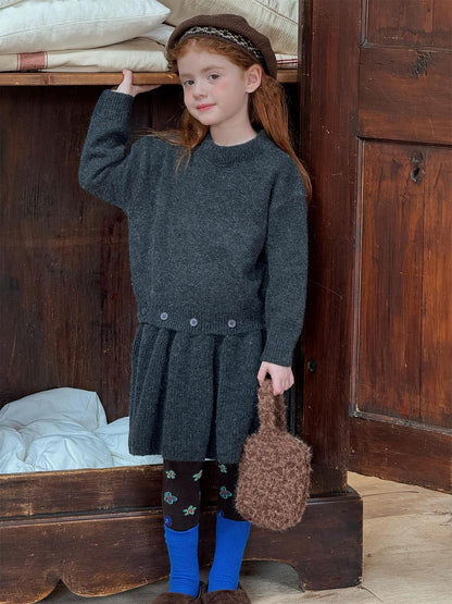 長袖セーターワンピース プルオーバー フリル裾 ドッキング バイカラー ニット【mh0011741】