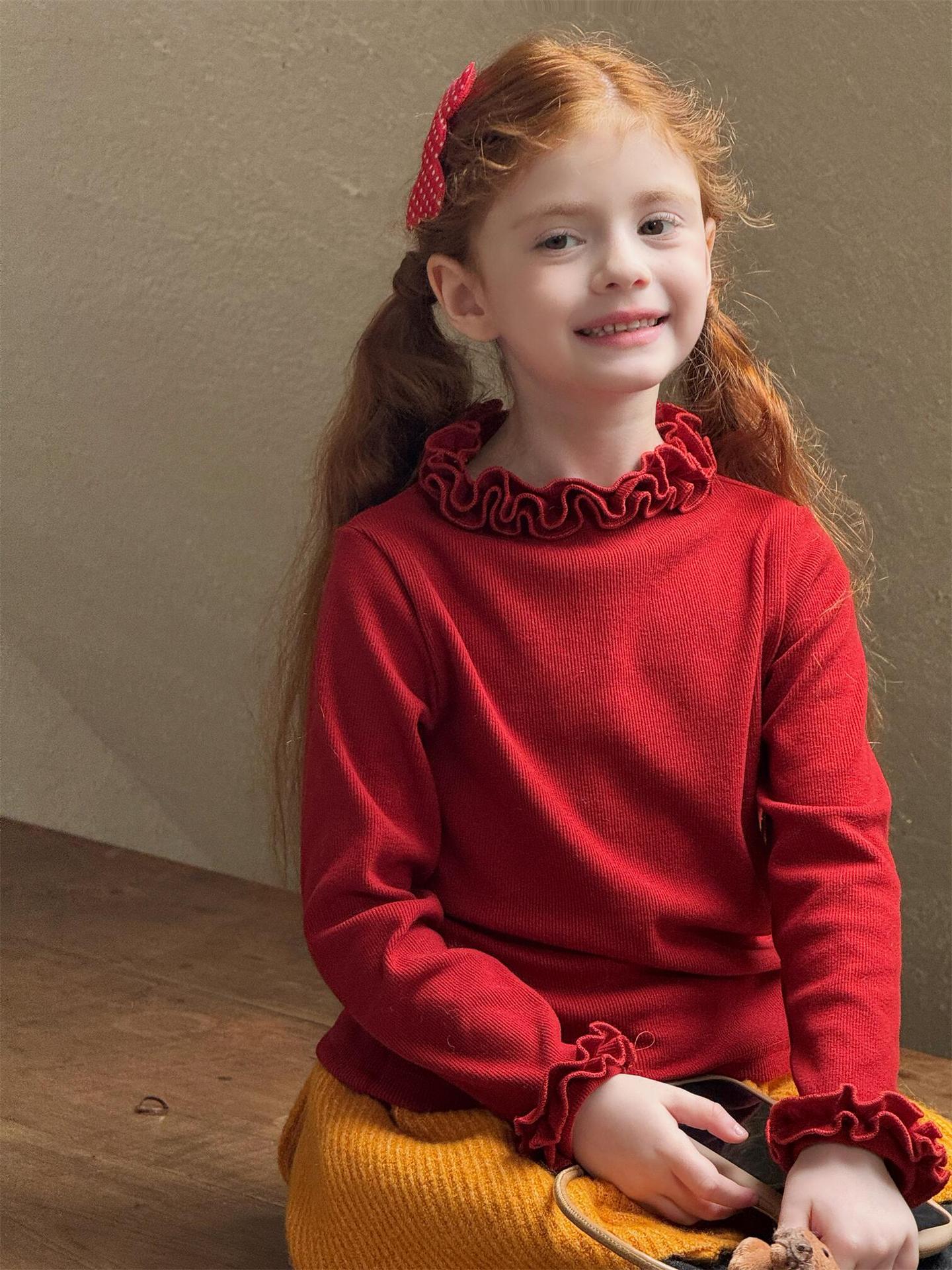 長袖Tシャツ ラッフルフリルカラー カットソー【mh0011761】