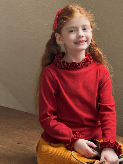 長袖Tシャツ ラッフルフリルカラー カットソー【mh0011761】