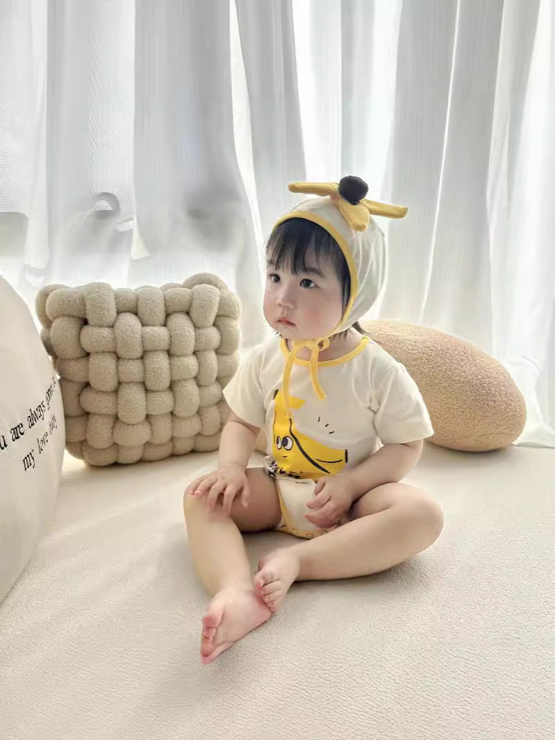 Banana Costume Short-Sleeve Romper With Hat Set バナナ 半袖ロンパース コスチューム【mh0013357】