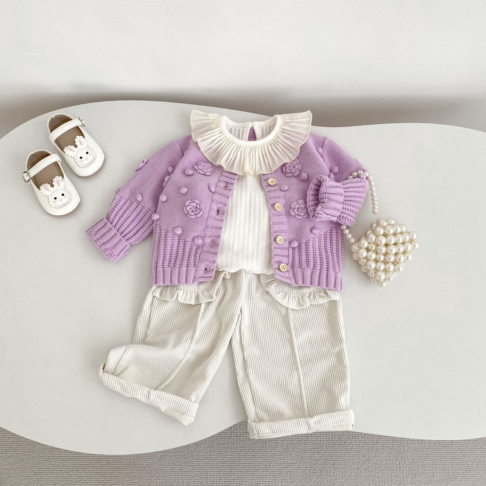 -かぎ編みフラワーニットカーディガン【mh0010846】 - mamahalo shop - カーディガン・パーカー -  べビー服 - 子供服 - 男の子 - 女の子