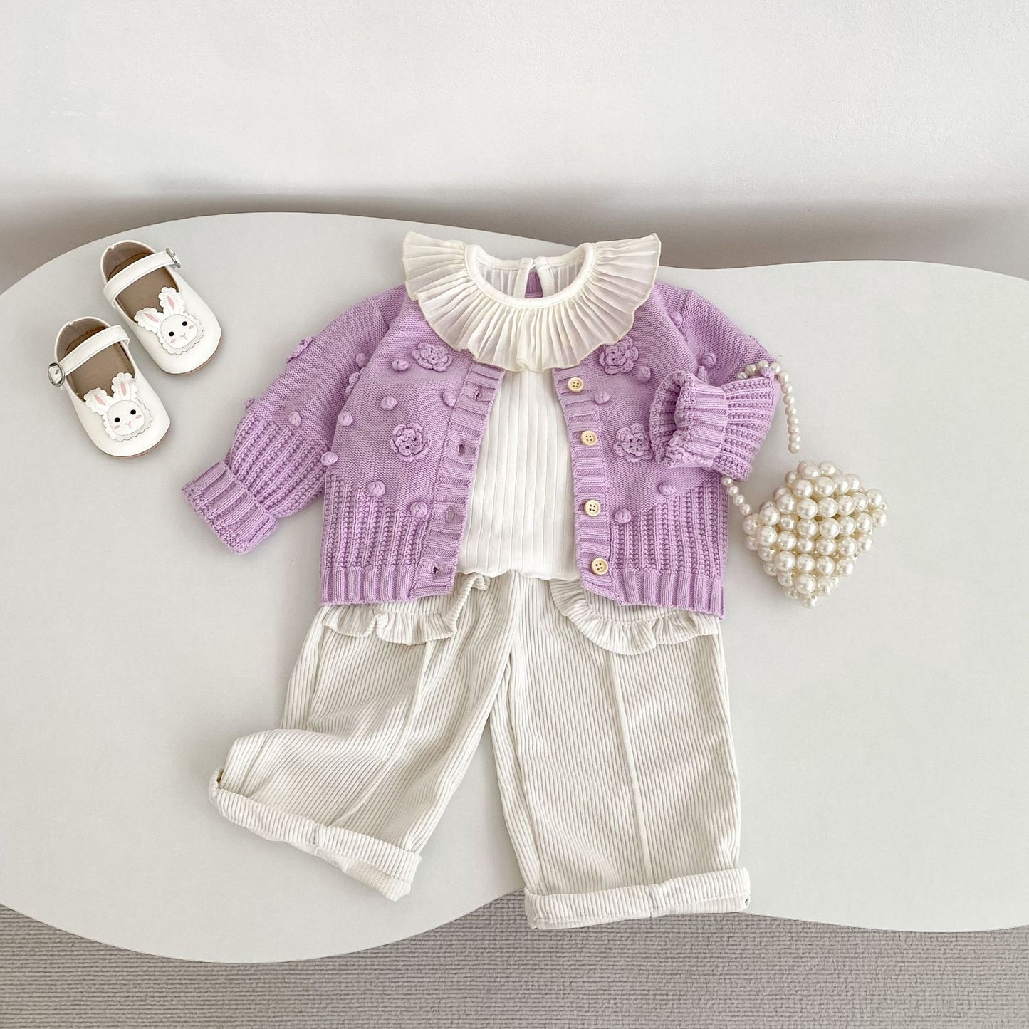 -かぎ編みフラワーニットカーディガン【mh0010846】 - mamahalo shop - カーディガン・パーカー -  べビー服 - 子供服 - 男の子 - 女の子