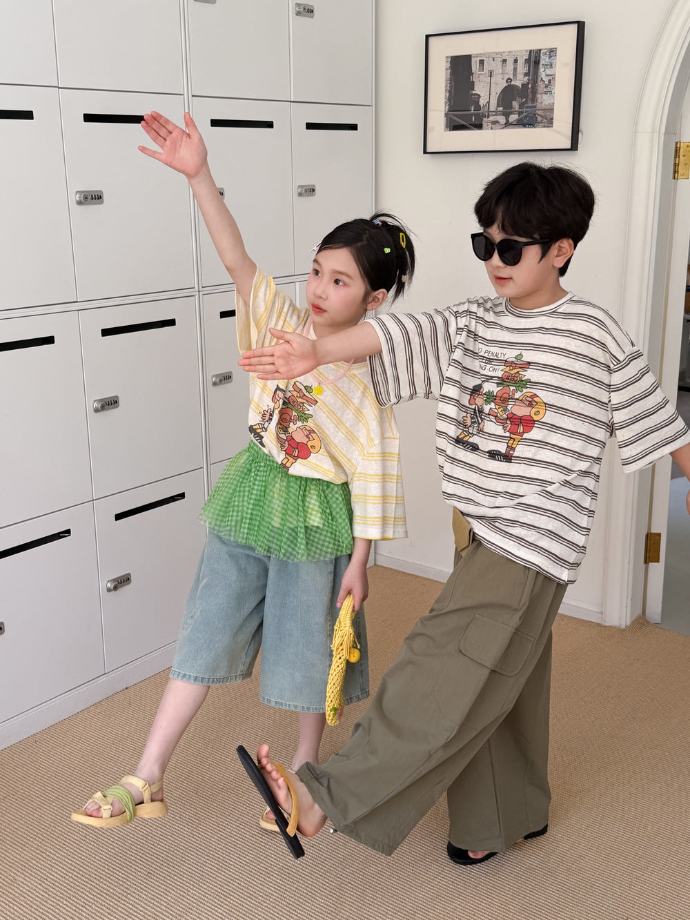 Cartoon Stripe Tee ボーダー 半袖Tシャツ【mh0013530】