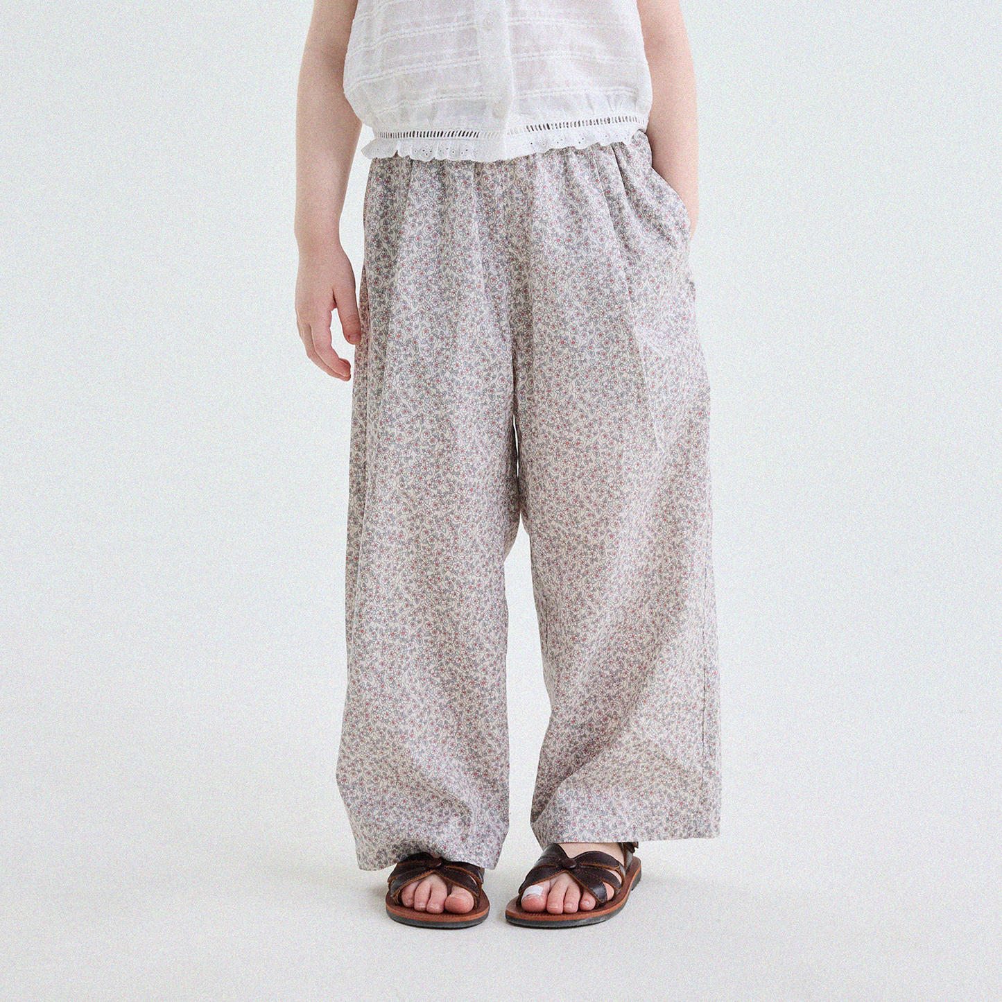 Floral Print Cotton Long Pants ドット柄 ロングパンツ【mh0013169】