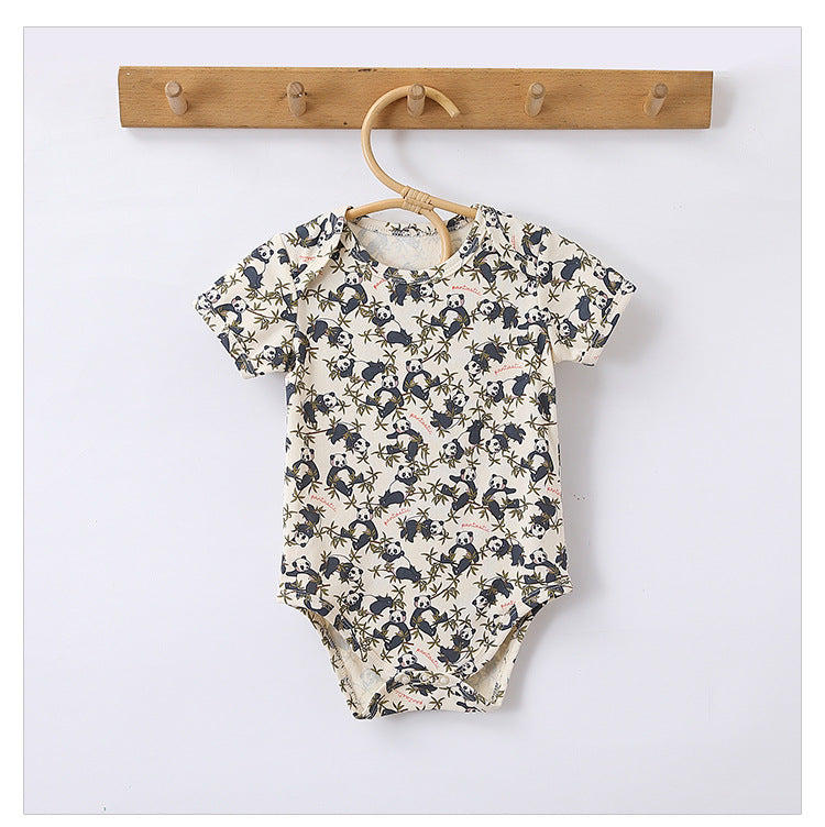 Short-Sleeve Animal Fruit Cotton Romper ポッププリント 半袖ロンパース【mh0004862】