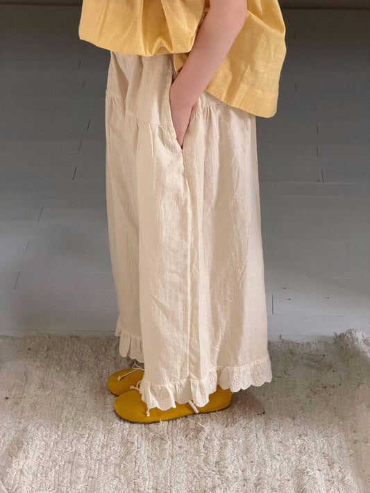 Lace Hem Wide-leg Pants アイレット レース ワイドパンツ【mh0012894】