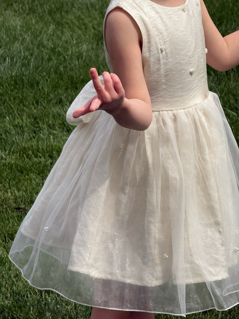 Sleeveless Beaded Princess Dress Satin Tulle チュール ノースリーブワンピース【mh0013234】