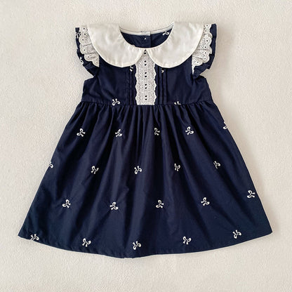 Bow Embroidery Ruffle Romper Dress ラッフル ロンパース ワンピース【mh0013161】