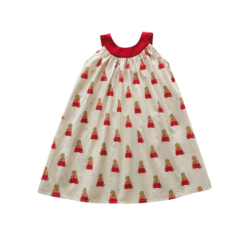 Strawberry Bear Cotton Camisole Dress ベア キャミソールワンピース【mh0013659】