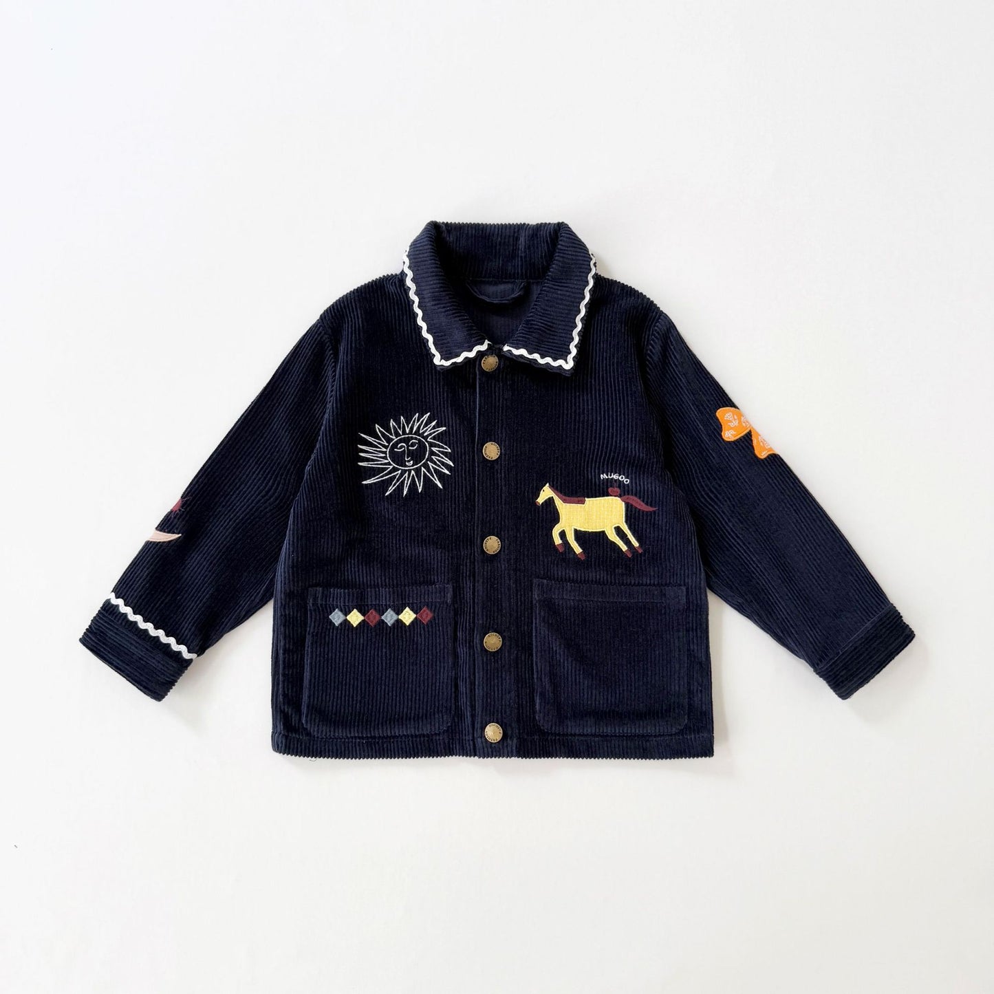 コーデュロイ キッズ ジャケット/パンツ 刺繍 カジュアル ワイドシルエット【mh0011573】