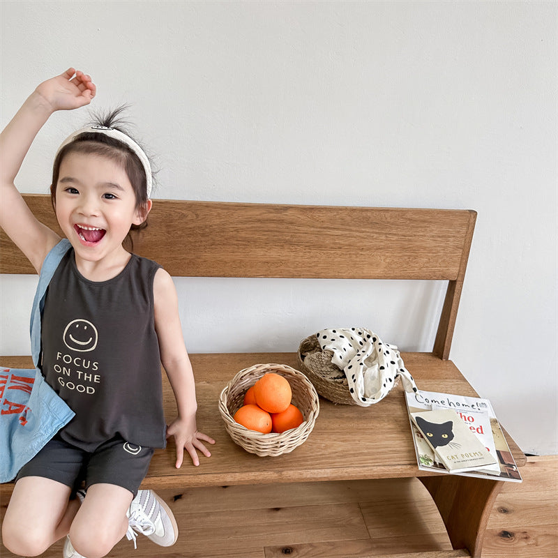 Kids' Smile Print Tank Top & Shorts Set [mh0001805]