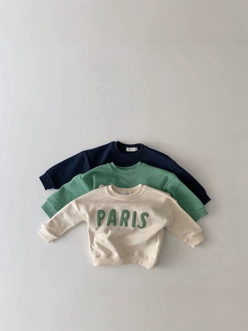 Sudadera de manga larga con estampado de logotipo para bebés y niños 【mh0014636】