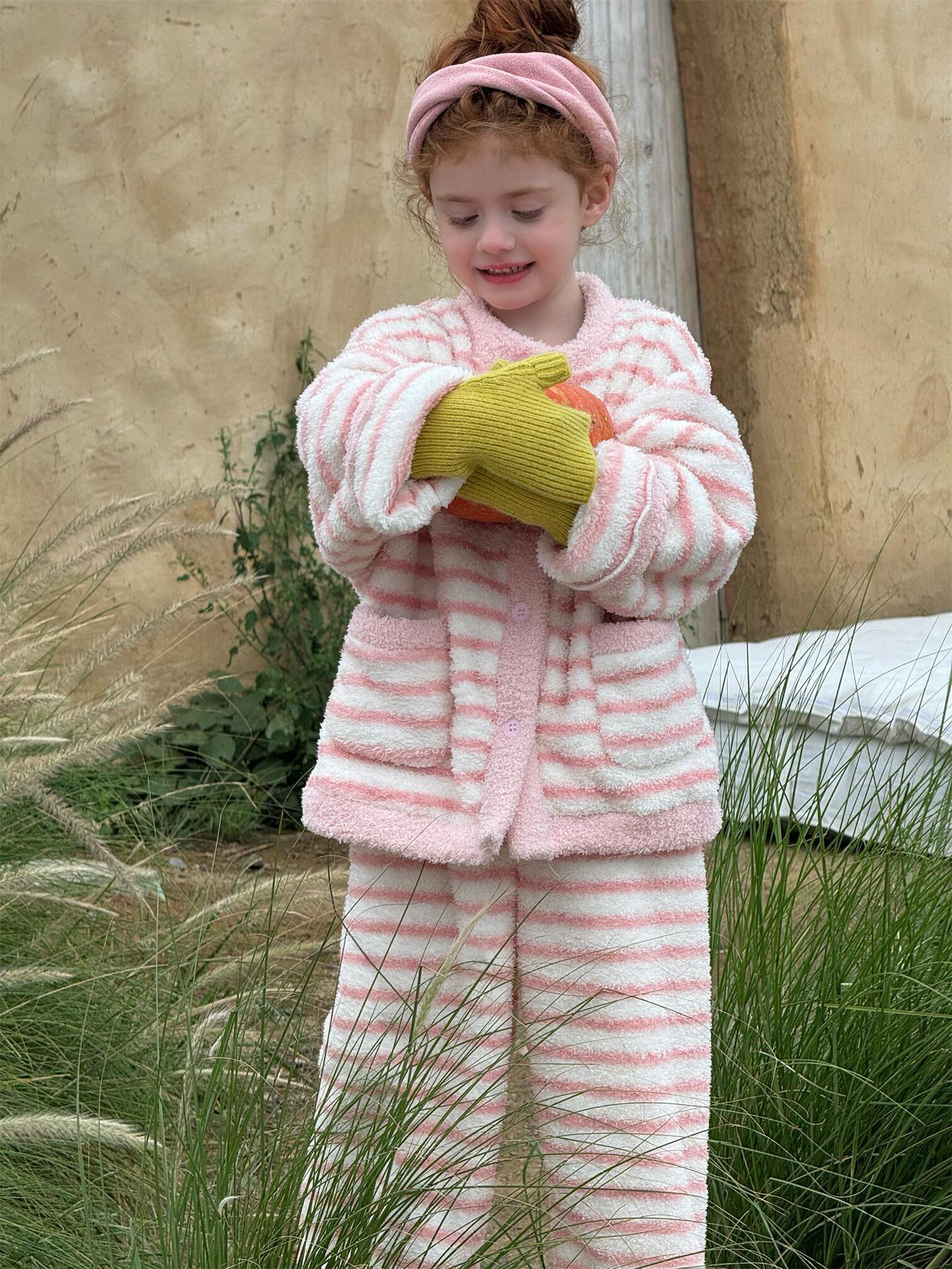 ルームウェア ボーダー もこもこフリース パジャマセットアップ 2点セット【mh0011745】