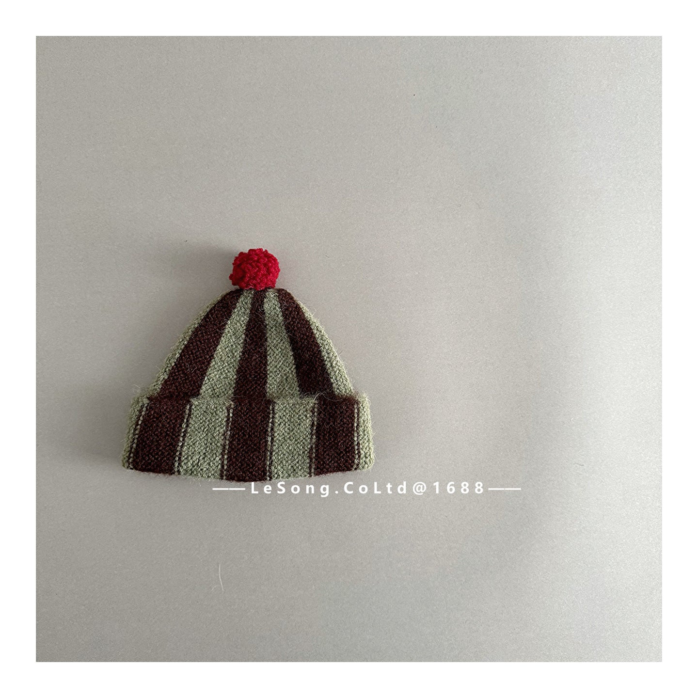 ベビー帽子 ストライプ ぽんぽん ピエロ ニットキャップ【mh0011835】