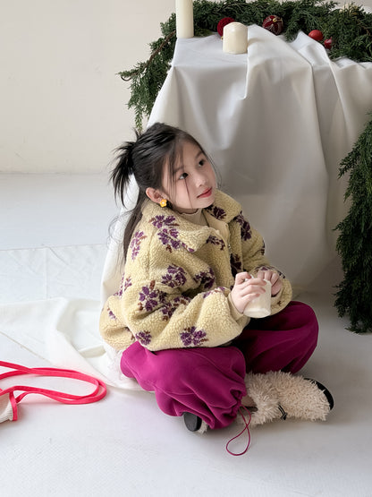 フリースジップアップジャケット フラワー花柄 襟付き【mh0011871】