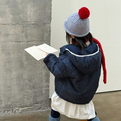 中綿フーディブルゾンジャケット 無地/ドット アウターコート【mh0011915】