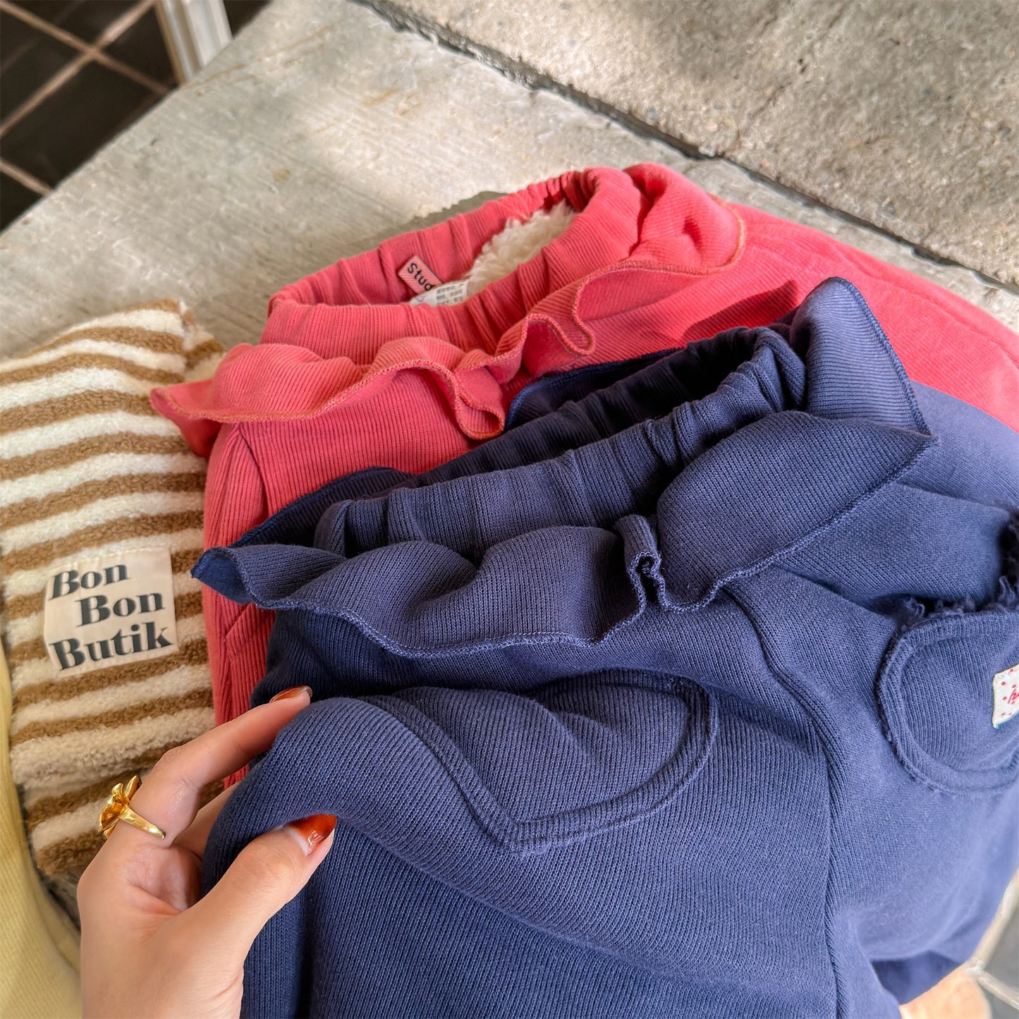 ハートポケットスウェットパンツ ジョガーパンツ 裏起毛【mh0011925】