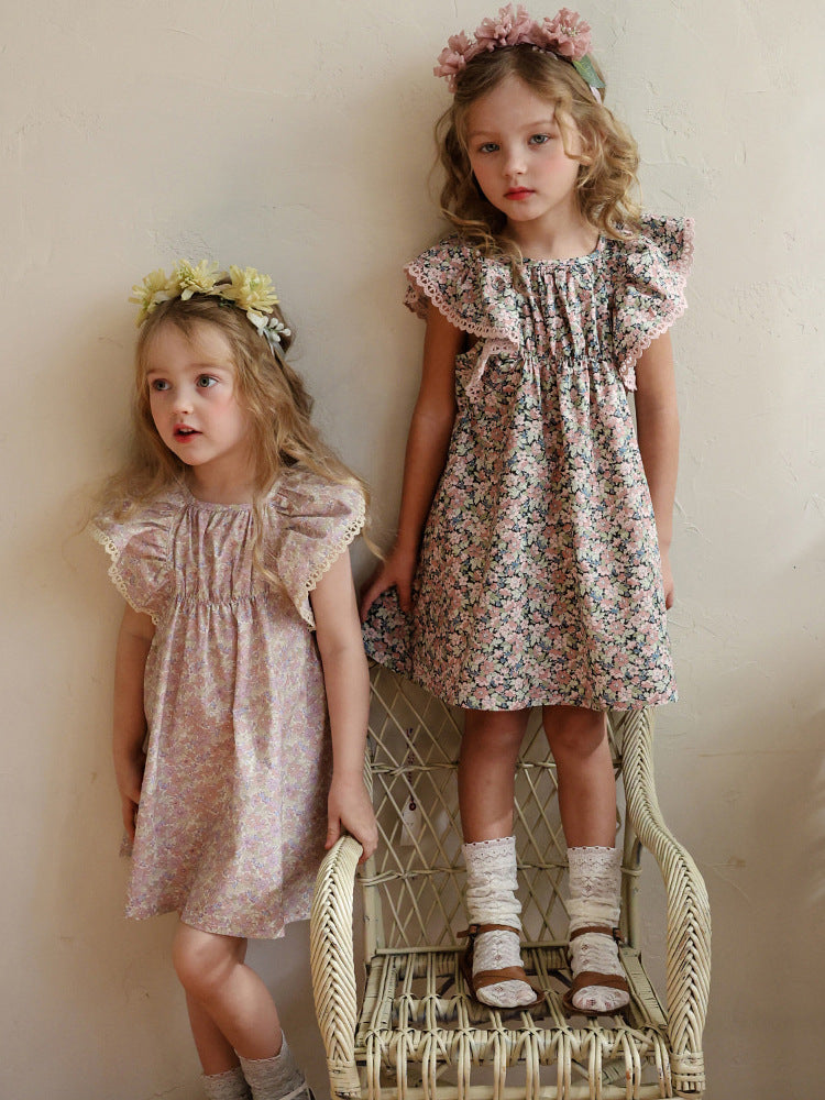 Floral Butterfly Dress 花柄 バタフライスリーブワンピース【mh0012983】
