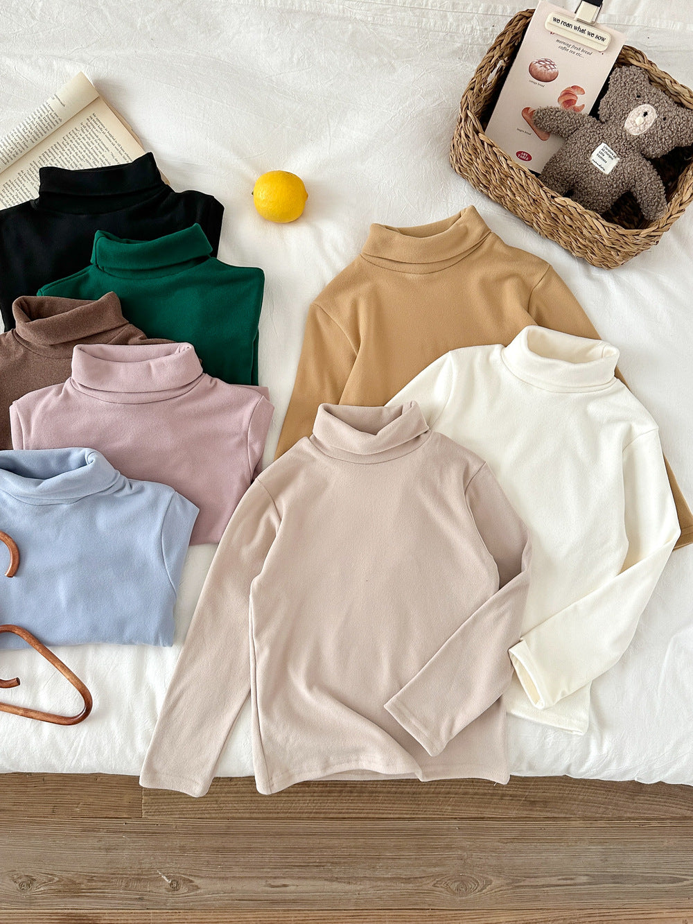 長袖Tシャツ キッズ ハイネック 無地 ベーシック くすみカラー トップス【mh0011664】