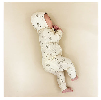 -ダイナソー/ムーン/フラワープリントジップアップ長袖ジャンプスーツロンパース【mh0010755】 - mamahalo shop - 長袖ロンパース -  べビー服 - 子供服 - 男の子 - 女の子