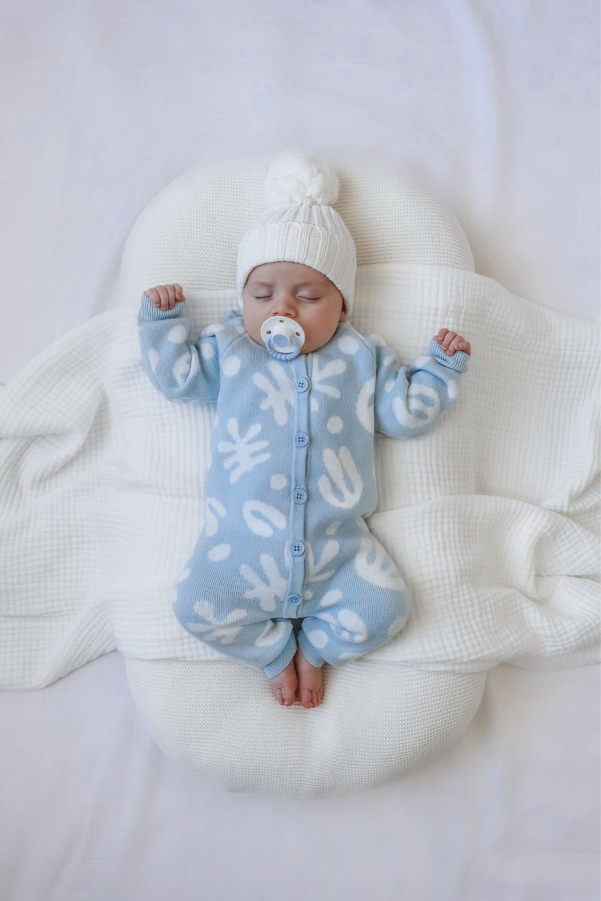 長袖ニットロンパース 幾何学模様 ジャカードニット ジャンプスーツ【mh0011855】