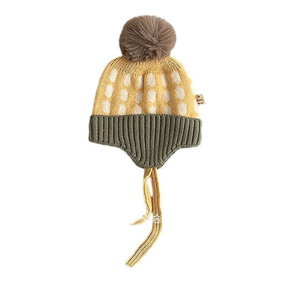 キッズ帽子 ニットキャップ 耳あてぽんぽん付き カラフル 防寒【mh0011794】