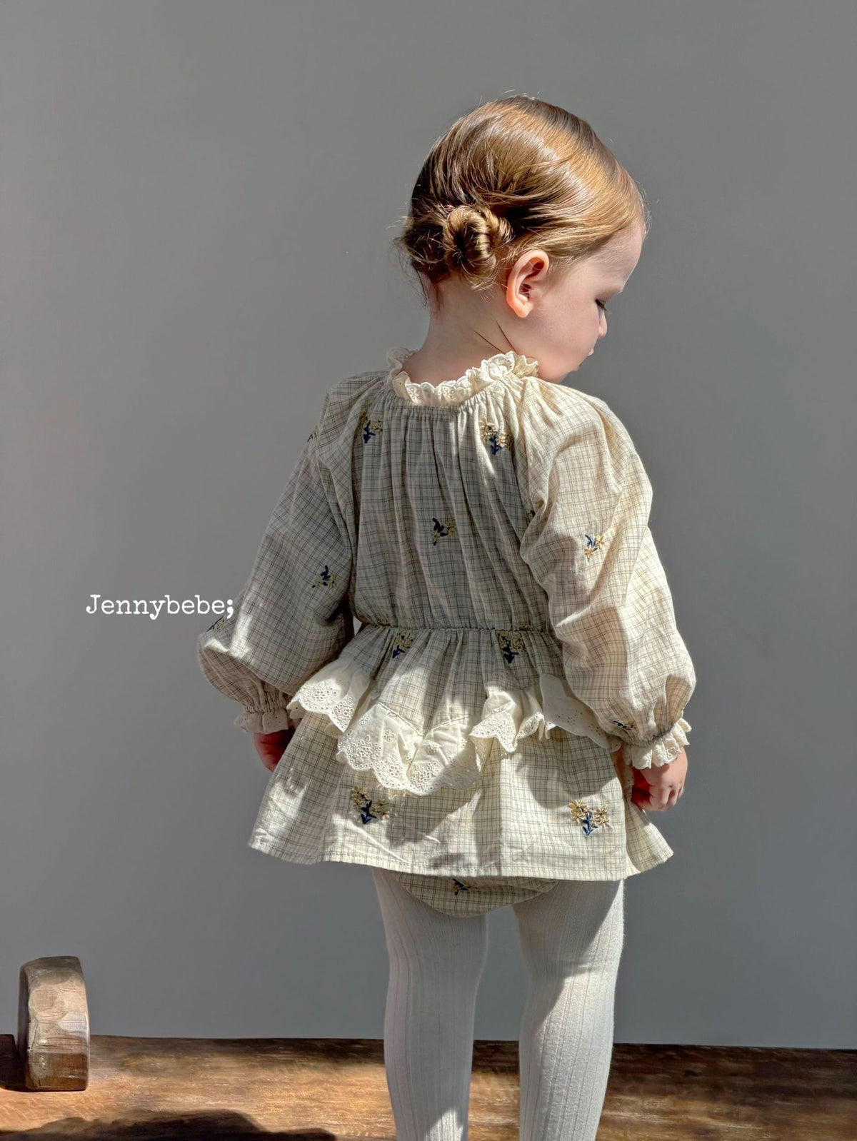 Mameluco/vestido con volantes, bordado floral, por niveles, para bebé/niño pequeño【mh0014315】
