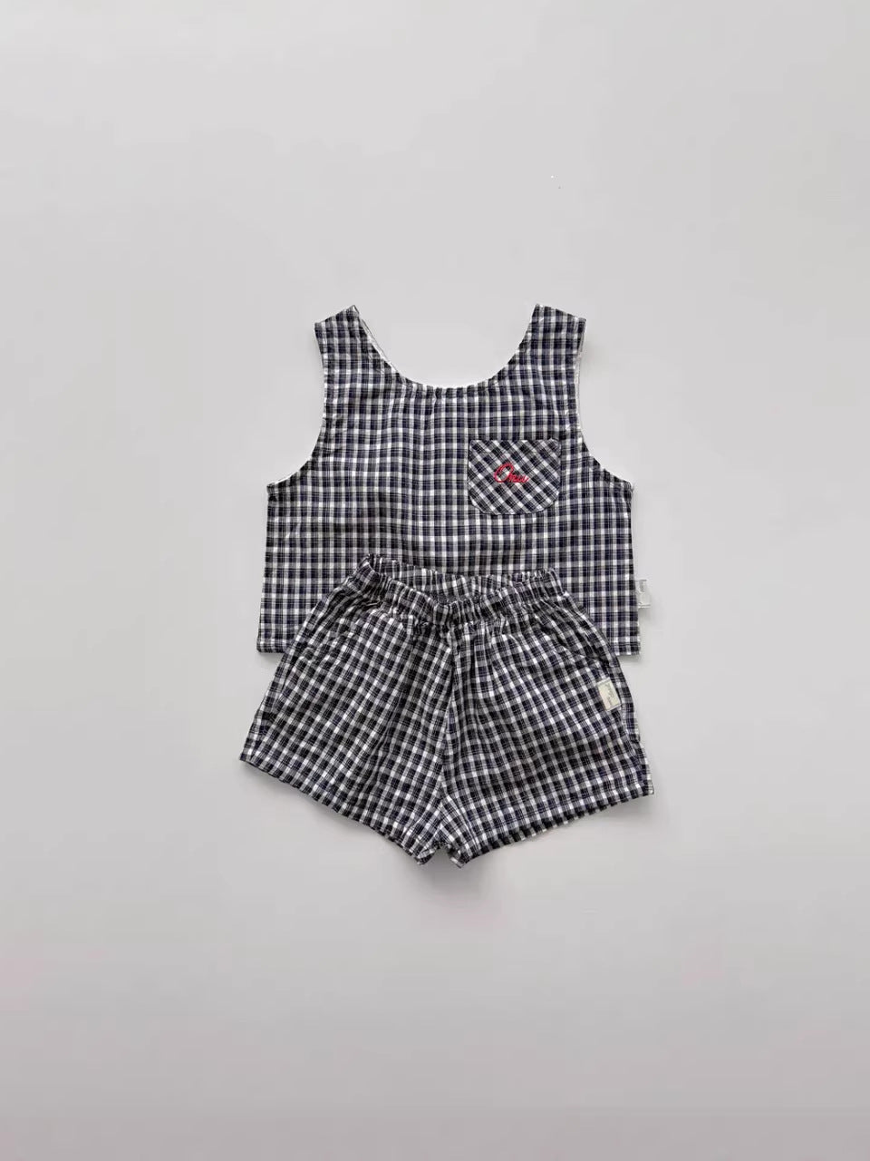 Plaid Seersucker Tank Shorts Set 【mh0013273】