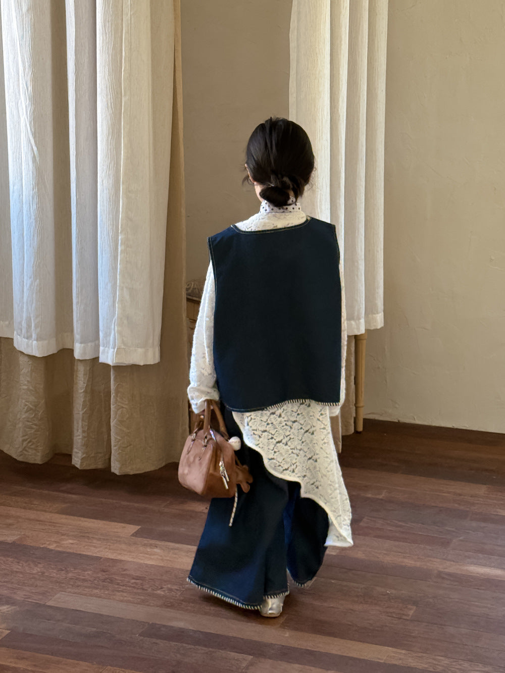 -デニムベスト+ワイドパンツセットアップ 2点セット/レースアシメ重ね着長袖ワンピース【mh0010969】 - mamahalo shop - ノースリーブセットアップ -  べビー服 - 子供服 - 男の子 - 女の子