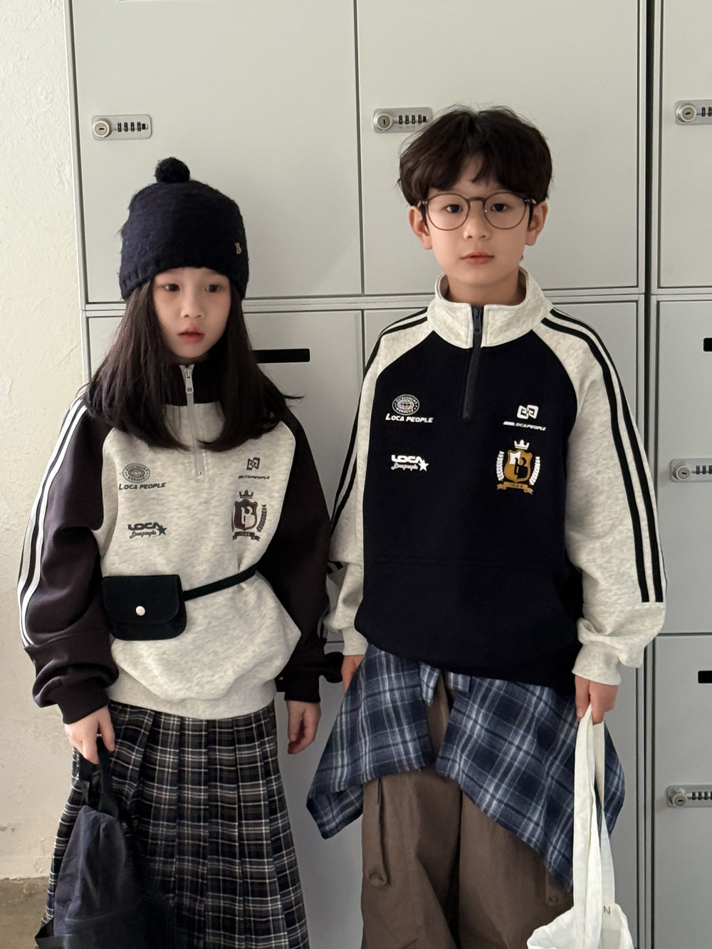 -バイカラーロゴハーフジップスウェットシャツ【mh0010937】 - mamahalo shop - トレーナー・フーディ -  べビー服 - 子供服 - 男の子 - 女の子