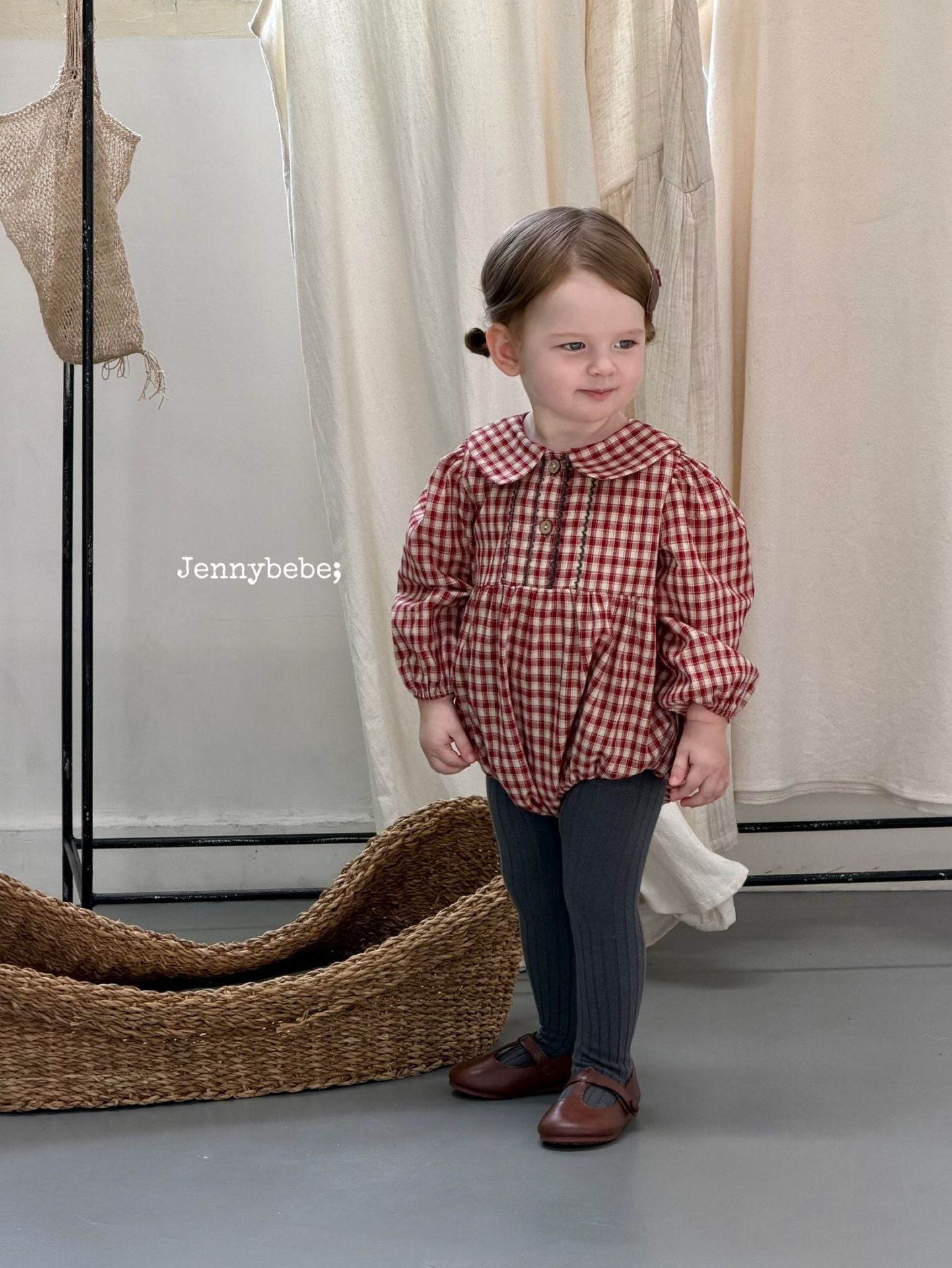 Baby Plaid Peter Pan Collar Long Sleeve Romper [mh0013888]