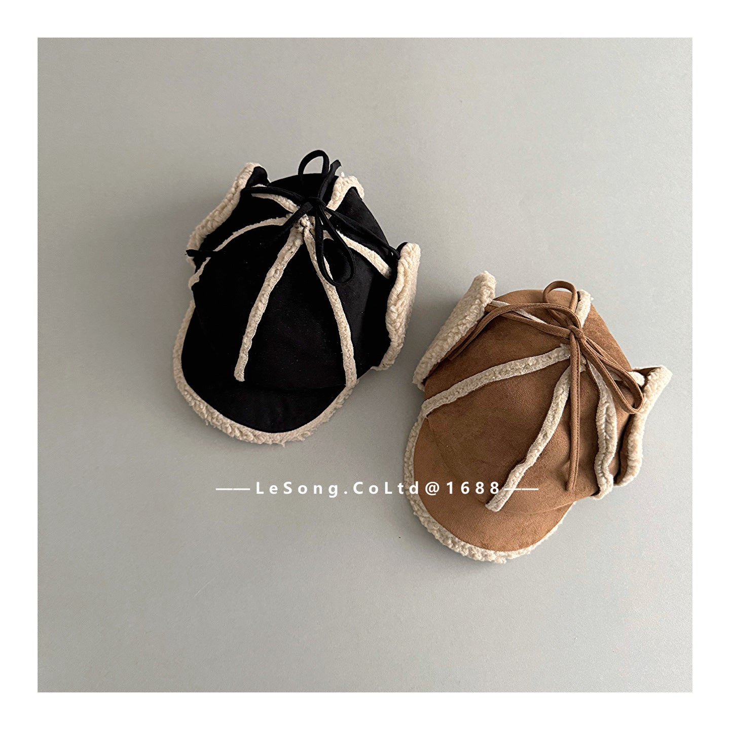 キッズ帽子 フェイクムートン フェイクスウェード スエード 耳当て付き パイロットキャップ【mh0011834】