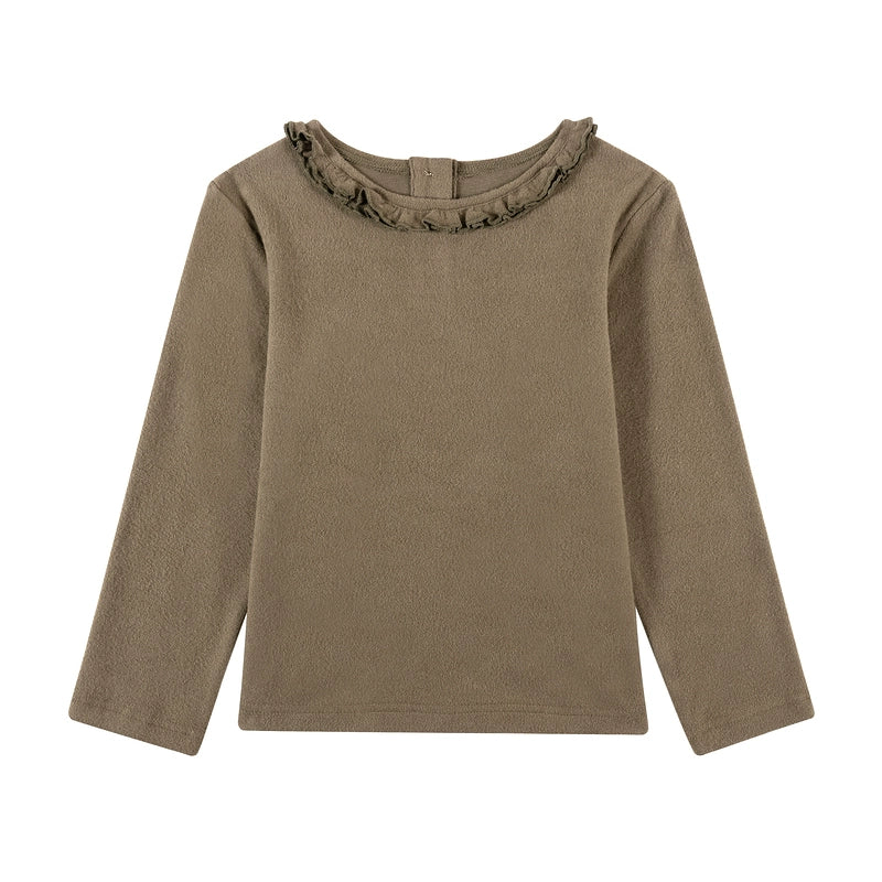 -長袖Tシャツ フリル襟 丸首 無地 カットソー ブラウス風【mh0011311】 - mamahalo shop - 長袖Tシャツ -  べビー服 - 子供服 - 男の子 - 女の子