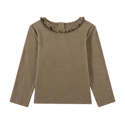 -長袖Tシャツ フリル襟 丸首 無地 カットソー ブラウス風【mh0011311】 - mamahalo shop - 長袖Tシャツ -  べビー服 - 子供服 - 男の子 - 女の子