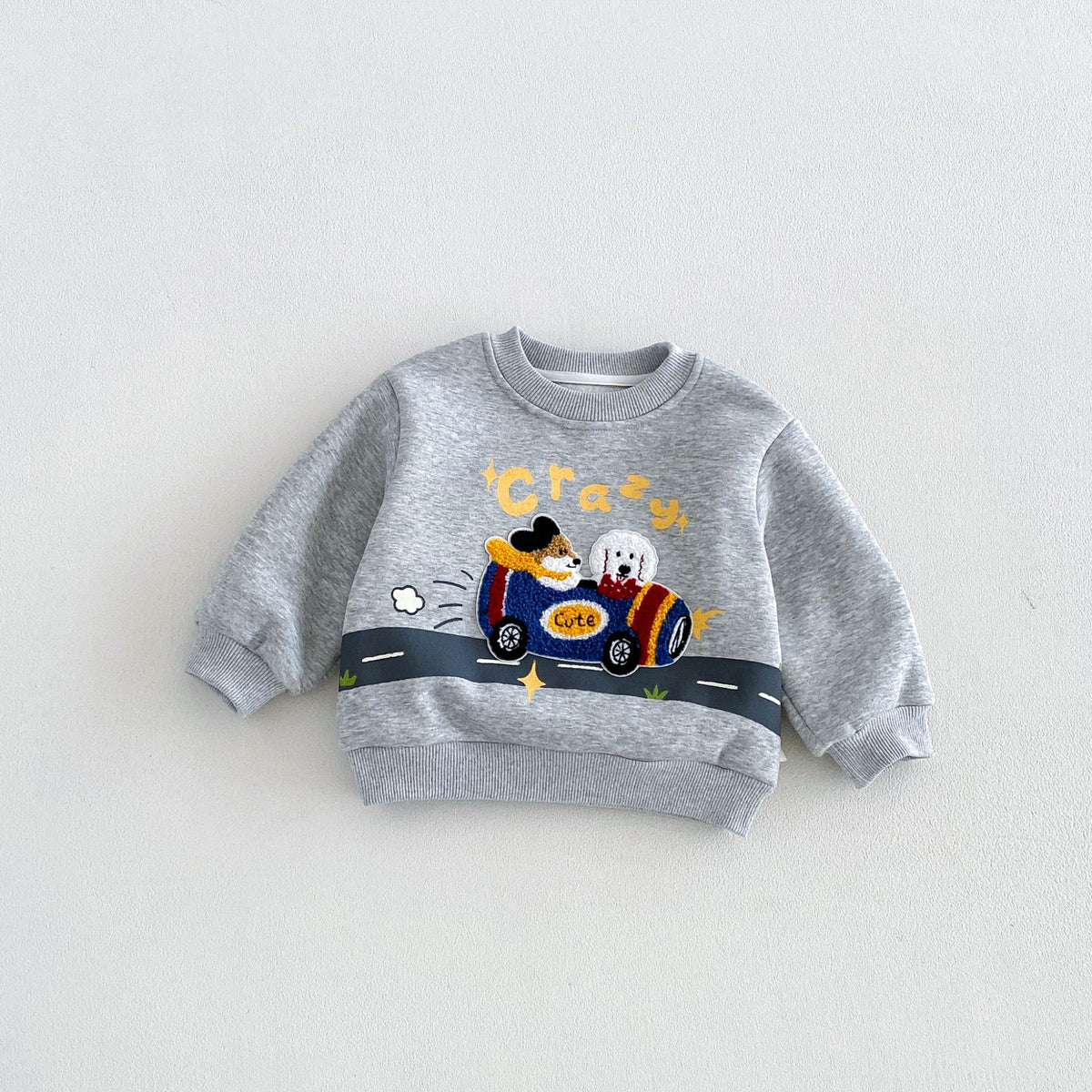 キッズ アップリケ 刺繍 裏起毛 スウェットトレーナー【mh0014775】