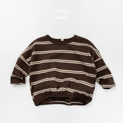 Striped Dropped Shoulder Long Sleeve Top [mh0012561]