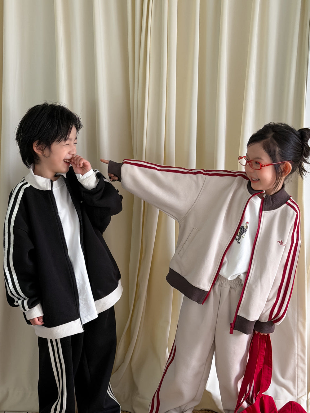 キッズ ジュニア サイドライン ジップアップ ルーズ ジャケット トラックパンツ セット【mh0014385】
