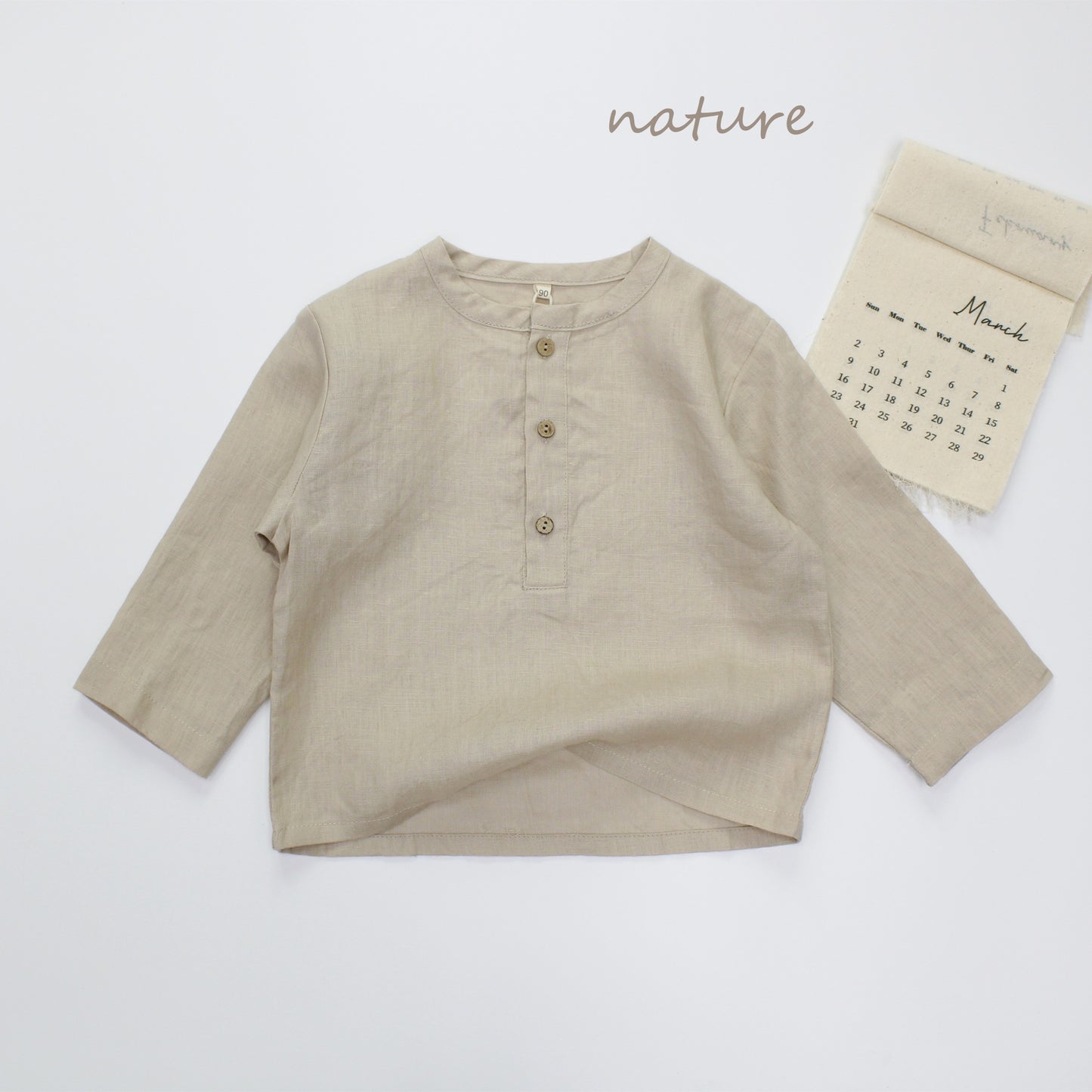 Minimalist Button Linen Shirt ナチュラルリネン 長袖シャツ【mh0013628】