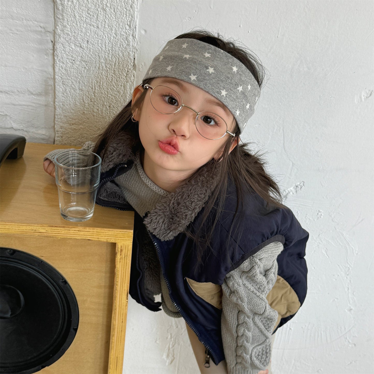 パッチワークベスト 裏ボアフリース スタンドカラー【mh0011920】