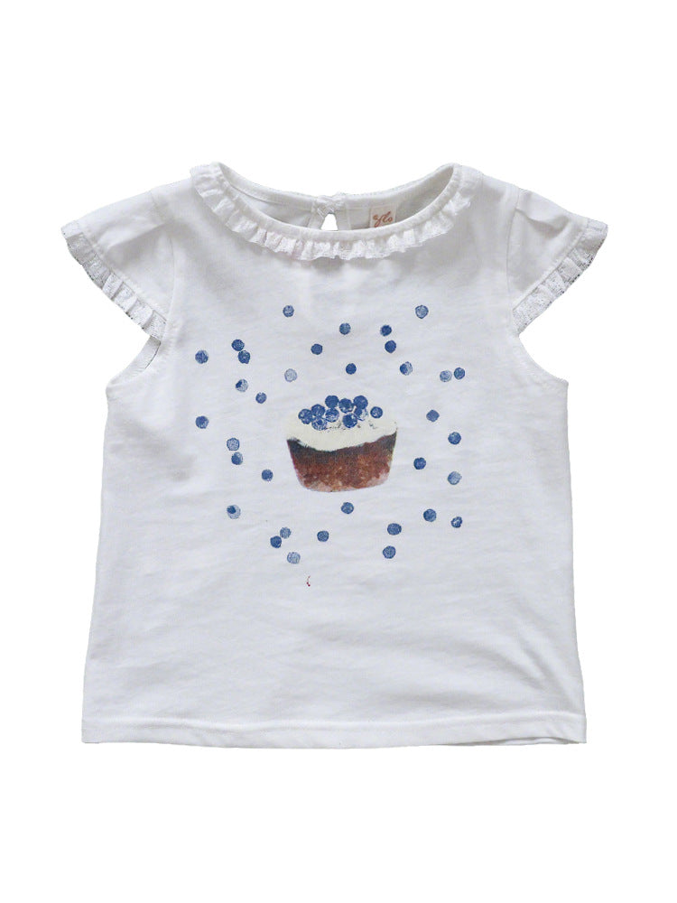 Flounce Sleeve Cupcake Tee フリルスリーブ カップケーキ Tシャツ【mh0012987】